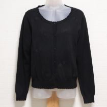 黒ランダムロゴ刺繍ニットカーディガン