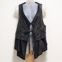 黒レイヤー風レザーベスト【9号】
