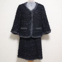 紺リボンツイードジャケット&スカート【9号】☆