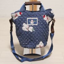 ブルー雪だるまくまpt2WAYバケツバッグ