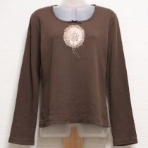 こげ茶オーナメントレース長Tシャツ【L】