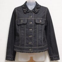 黒モチーフ付きストレッチデニムジャケット【3(M)】