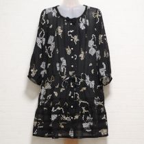 黒リボンアクセサリーptシフォンチュニックブラウス【3(9号)】