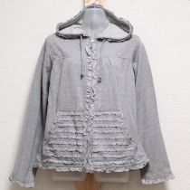 グレーピコフリル使いスウェットパーカー