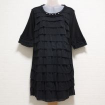 黒フラワーモチーフ段々フリルチュニック【4(11号)】