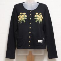 黒たんぽぽ刺繍入りスナップカーディガン 【3(M)】