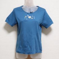 ブルー雛菊刺繍カットソー【3(M)】