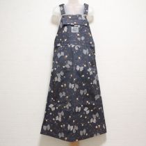 紺薔薇とリボンプリントサロペットスカート【M】