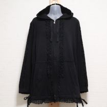 黒レース×フリル使いロングパーカー【11号】