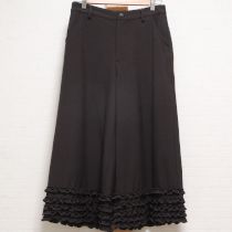 こげ茶裾フリルストレッチワイドパンツ【4(L)】
