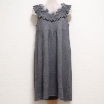 グレーベロアリボン使いニットチュニック