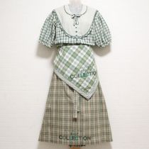 薄荷系チェックコレクションワンピース&タブリエ&スカーフ