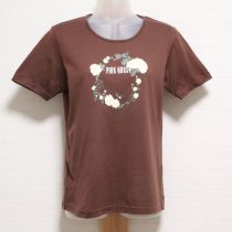 茶薔薇プリントTシャツ【L】