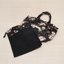 黒ブーケトートバッグコサージュ&巾着付き