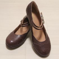 こげ茶カットワークレザーストラップシューズ【4(L)】