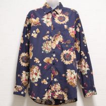 ネイビーフラワーカールくんプリントシャツ【3(M)】