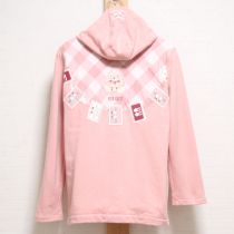ピンクたれ耳うさぎスウェットパーカー【L】