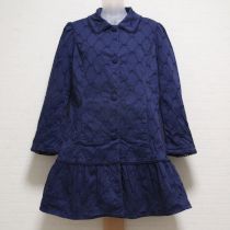 紺リボン刺繍綿コート