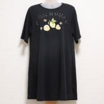 黒ロゴアップリケ&レモン刺繍チュニック