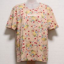 ピンク木の実プリントTシャツ