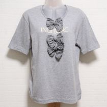 グレーリボン付きTシャツ【L】