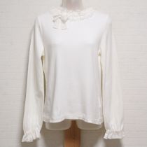 オフ白フラワーレース使いカットソーリボン付き【3(M)】