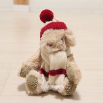 ベージュ系ニットくまコサージュ