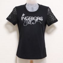 黒フロッキープリントTシャツ【S】