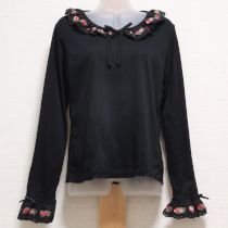 黒野苺刺繍フリル使いカットソー【4(L)】