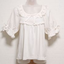 オフホワイト刺繍入りローン切替えカットソー【3(M)】
