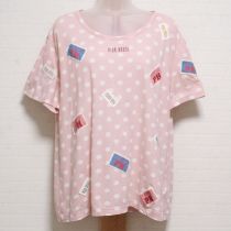ピンク水玉ネーム付きTシャツ