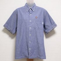 ブルーロゴ刺繍シャンブレーシャツ【L】