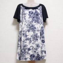 紺系デッサン調薔薇ブーケptカットソーチュニック【3(9号)】