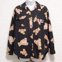 黒くまと鈴蘭レターptボタンダウンシャツ