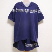 ブルー薔薇刺繍スウェット上下【M】