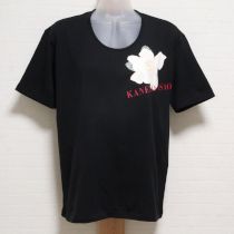 黒くちなしプリントTシャツ