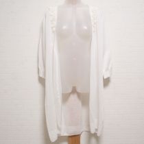 オフ白花モチーフロングカーディガン【4(11号)】