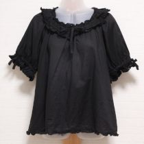 黒ピコフリルローンブラウス