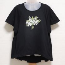 黒鈴蘭ブーケ刺繍カットソーチュニック