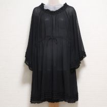 黒フリル使いシフォンチュニックワンピース【F】