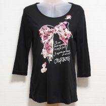 黒リボンプリント長Tシャツ【9号】