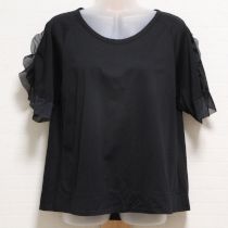 黒袖フリルカットソー