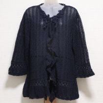 紺透かし編みモチーフ付きカーディガン【4(11号)】