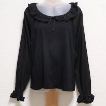 黒ローン襟×袖カットソー【4(L)】
