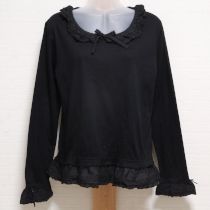 黒ローン襟×裾カットソー【4(L)】