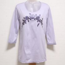 パープル薔薇プリント長Tシャツ【M】