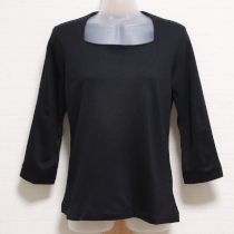黒ロゴ刺繍スクエアネックカットソー【L】