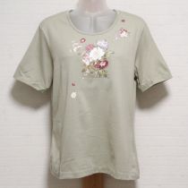 薄荷ブーケプリントTシャツ【L】