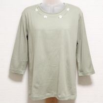 薄荷くちなし刺繍長Tシャツ【L】