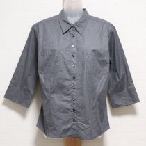 グレーロゴ刺繍ストレッチシャツ【L】